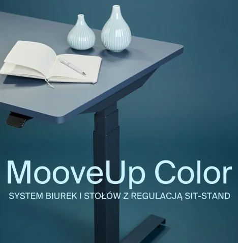 MooveUp Color – nowa odsłona sprawdzonego systemu biurek z regulacją sit-stand by Hoof