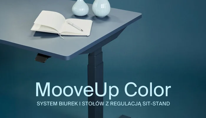 MooveUp Color – nowa odsłona sprawdzonego systemu biurek z regulacją sit-stand by Hoof