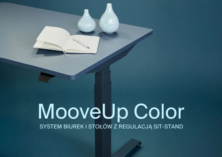 MooveUp Color – nowa odsłona sprawdzonego systemu biurek z regulacją sit-stand by Hoof